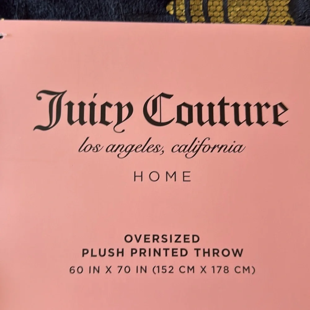 Juicy Couture Gold Foil Queen Of Couture Queen Bee Logo Throw Blanket 🐝🐝👑👑